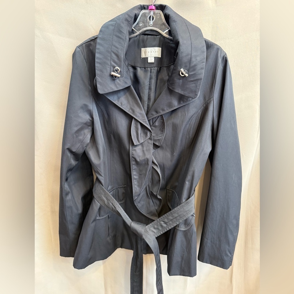 Braetan Black Belted Jacket Coat Size Large